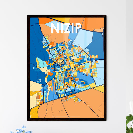 NIZIP TURKEY Vibrant Colorful Art Map Poster Blue Orange