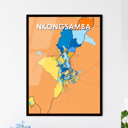 NKONGSAMBA CAMEROON Vibrant Colorful Art Map Poster Blue Orange