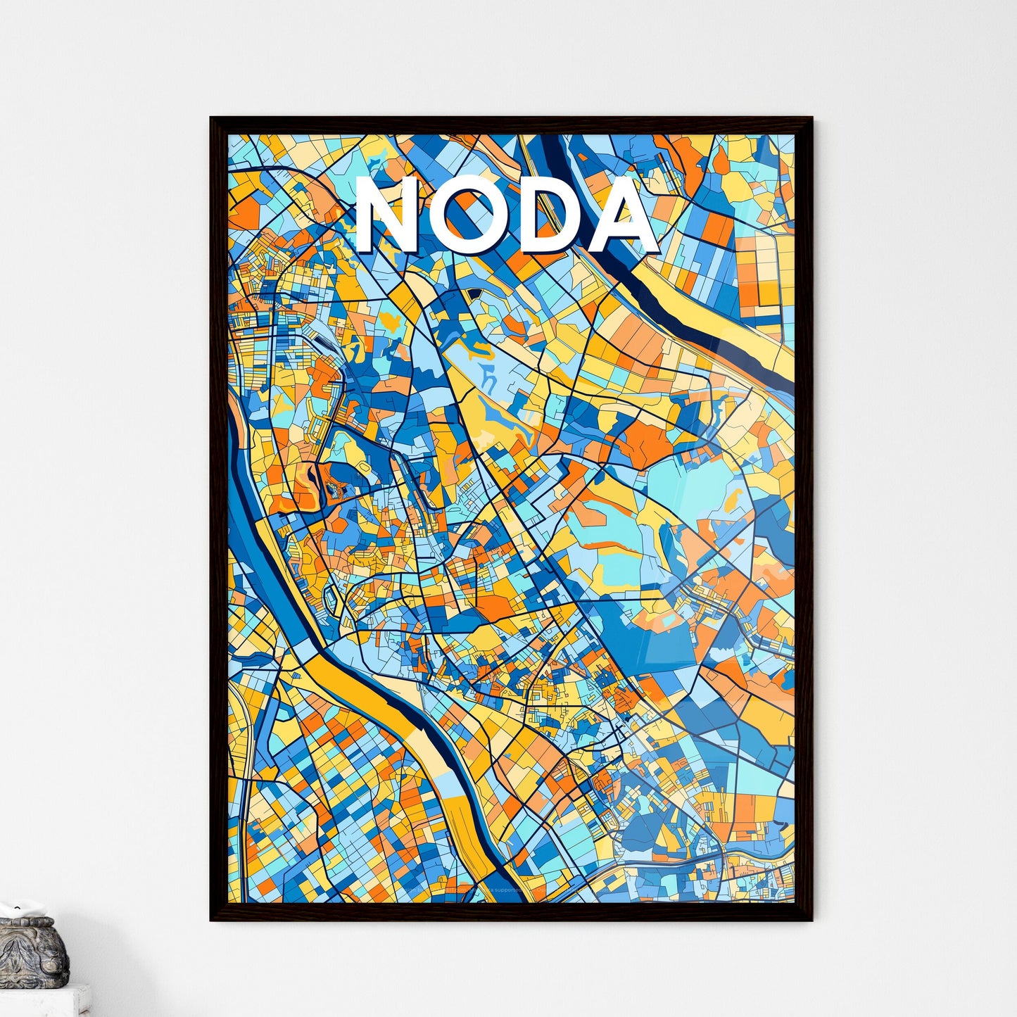 NODA JAPAN Vibrant Colorful Art Map Poster Blue Orange