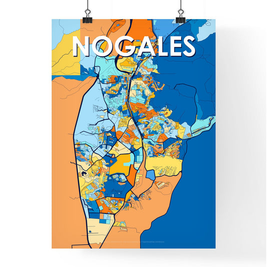 NOGALES MEXICO Vibrant Colorful Art Map Poster