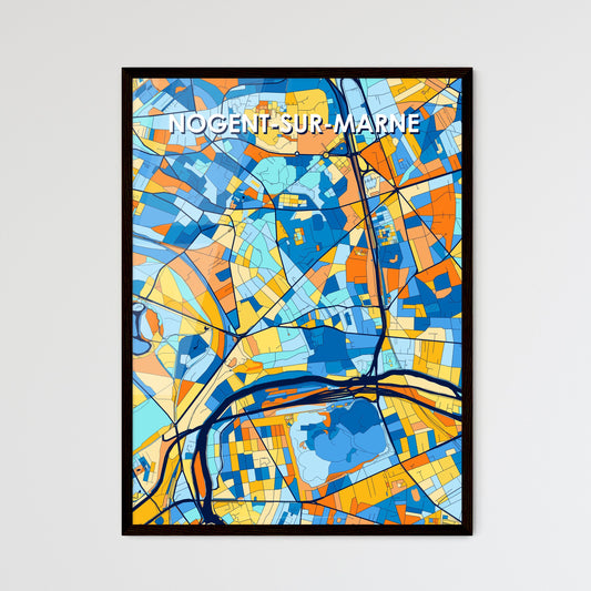 NOGENT-SUR-MARNE FRANCE Vibrant Colorful Art Map Poster Blue Orange