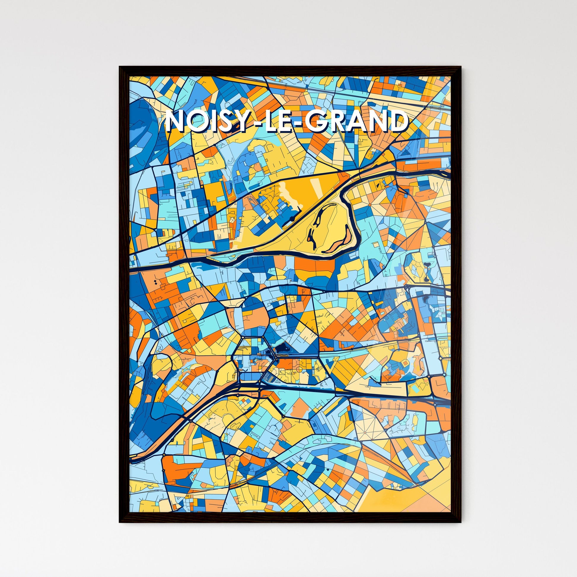 NOISY-LE-GRAND FRANCE Vibrant Colorful Art Map Poster Blue Orange