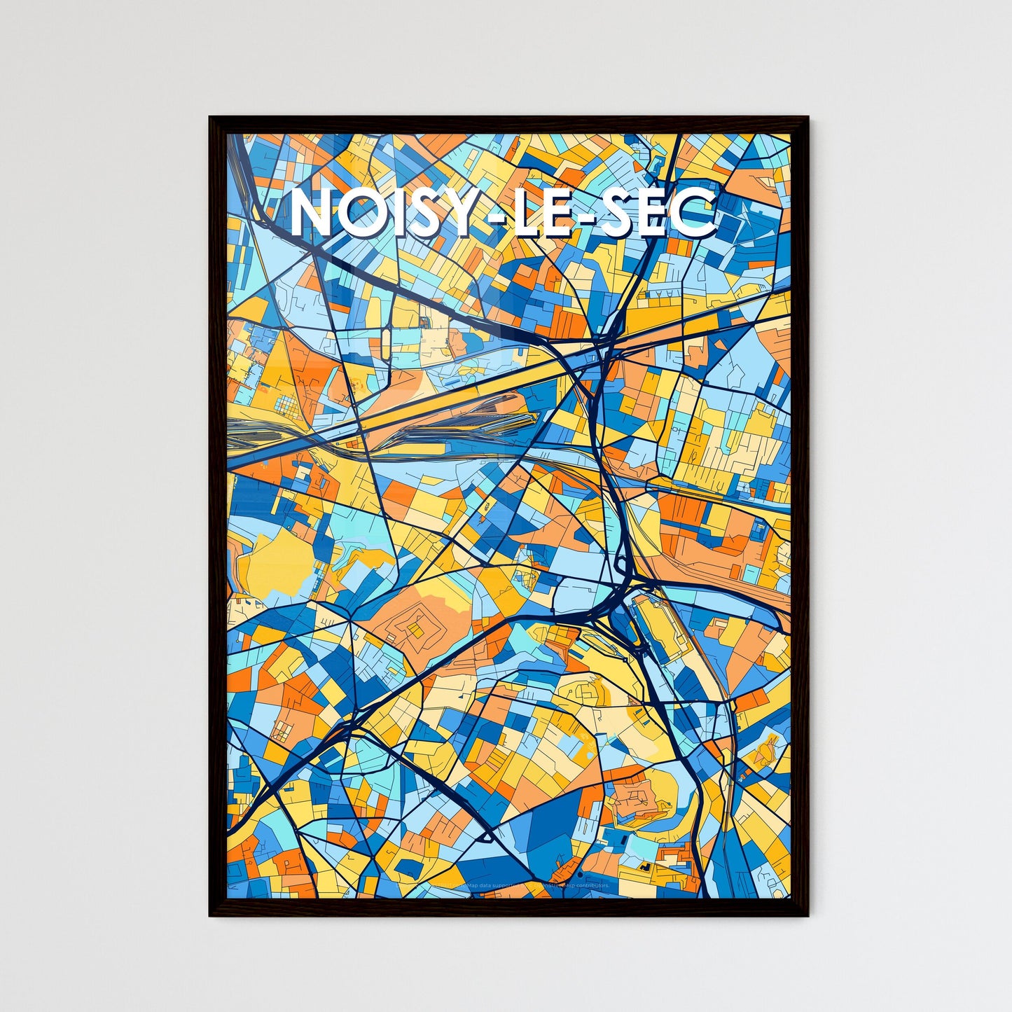 NOISY-LE-SEC FRANCE Vibrant Colorful Art Map Poster Blue Orange