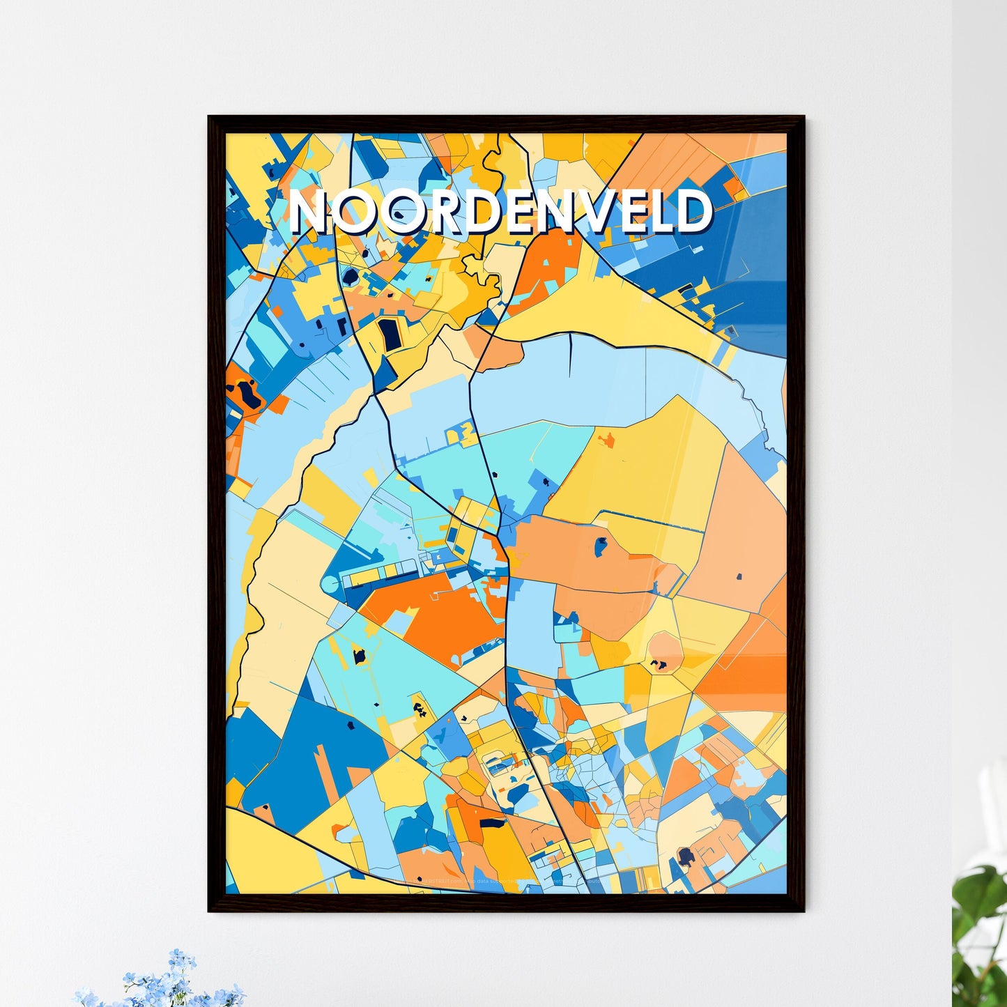 NOORDENVELD NETHERLANDS Vibrant Colorful Art Map Poster Blue Orange