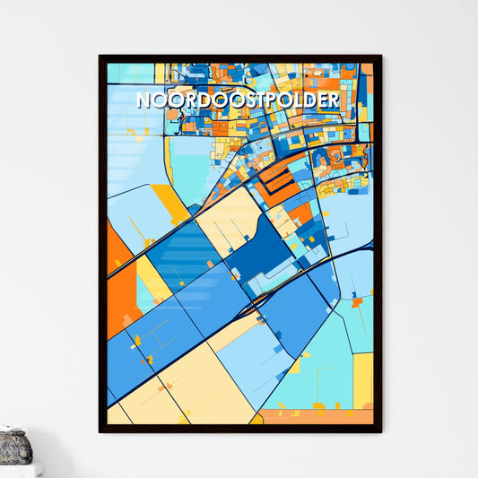 NOORDOOSTPOLDER NETHERLANDS Vibrant Colorful Art Map Poster Blue Orange