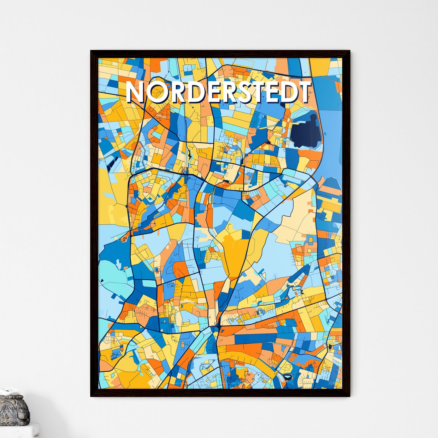 NORDERSTEDT GERMANY Vibrant Colorful Art Map Poster Blue Orange