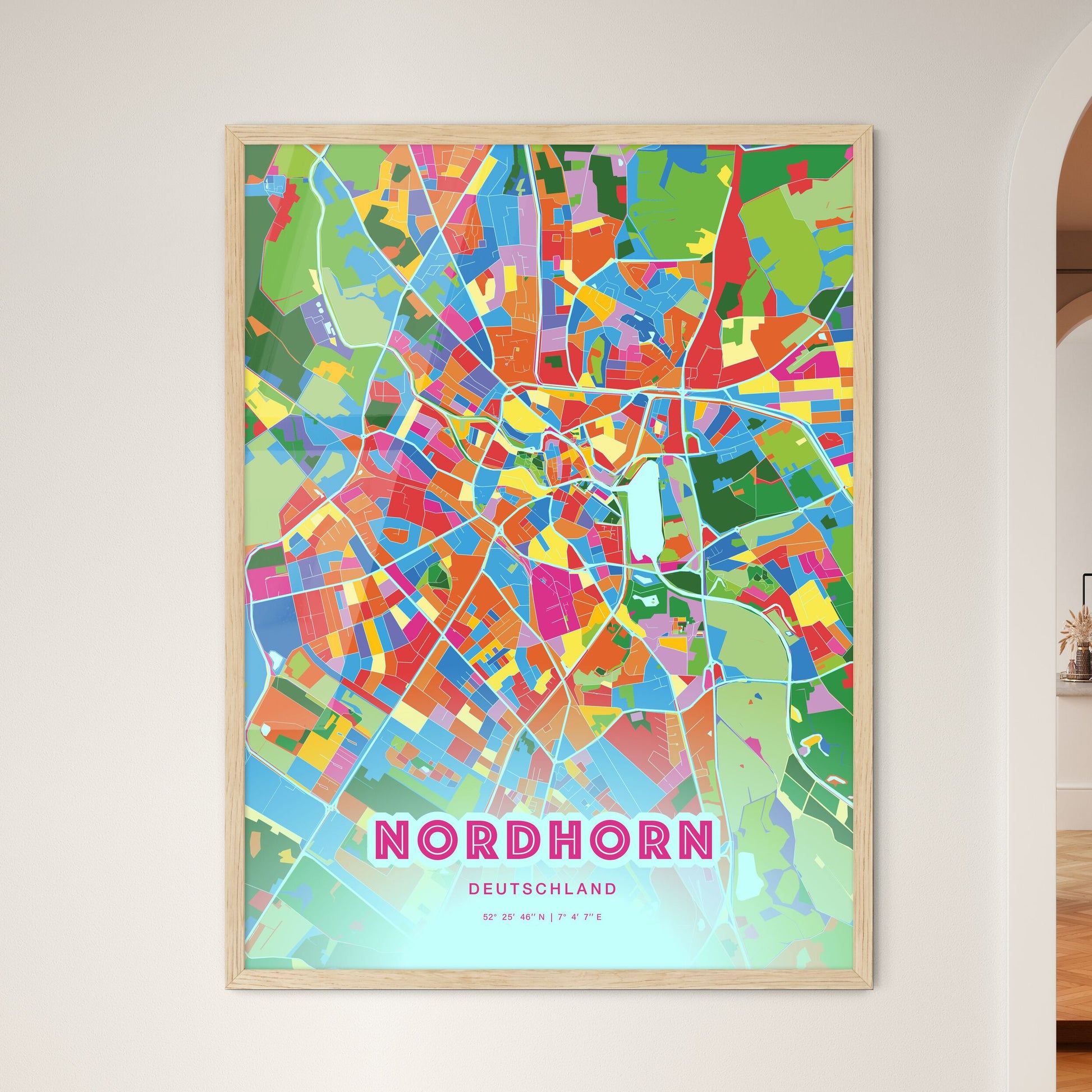 Colorful Nordhorn Germany Fine Art Map Crazy Colors