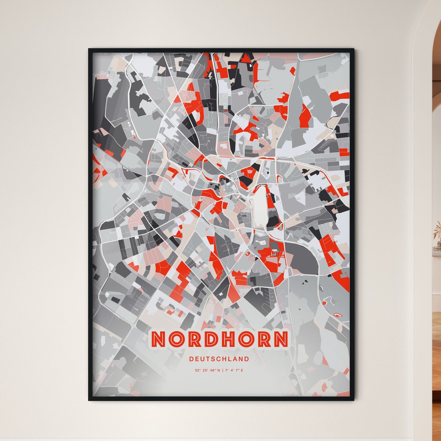 Colorful Nordhorn Germany Fine Art Map Modern Expressive