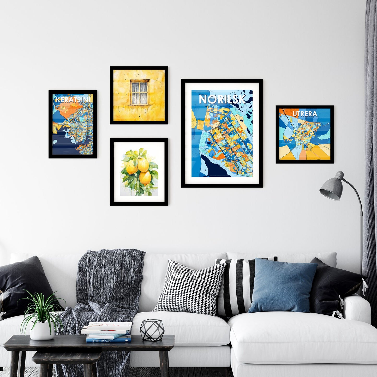 NORILSK RUSSIA Vibrant Colorful Art Map Poster Blue Orange