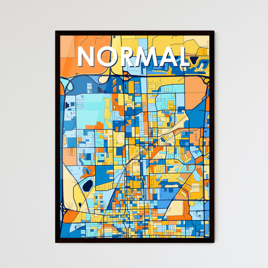 NORMAL ILLINOIS Vibrant Colorful Art Map Poster Blue Orange