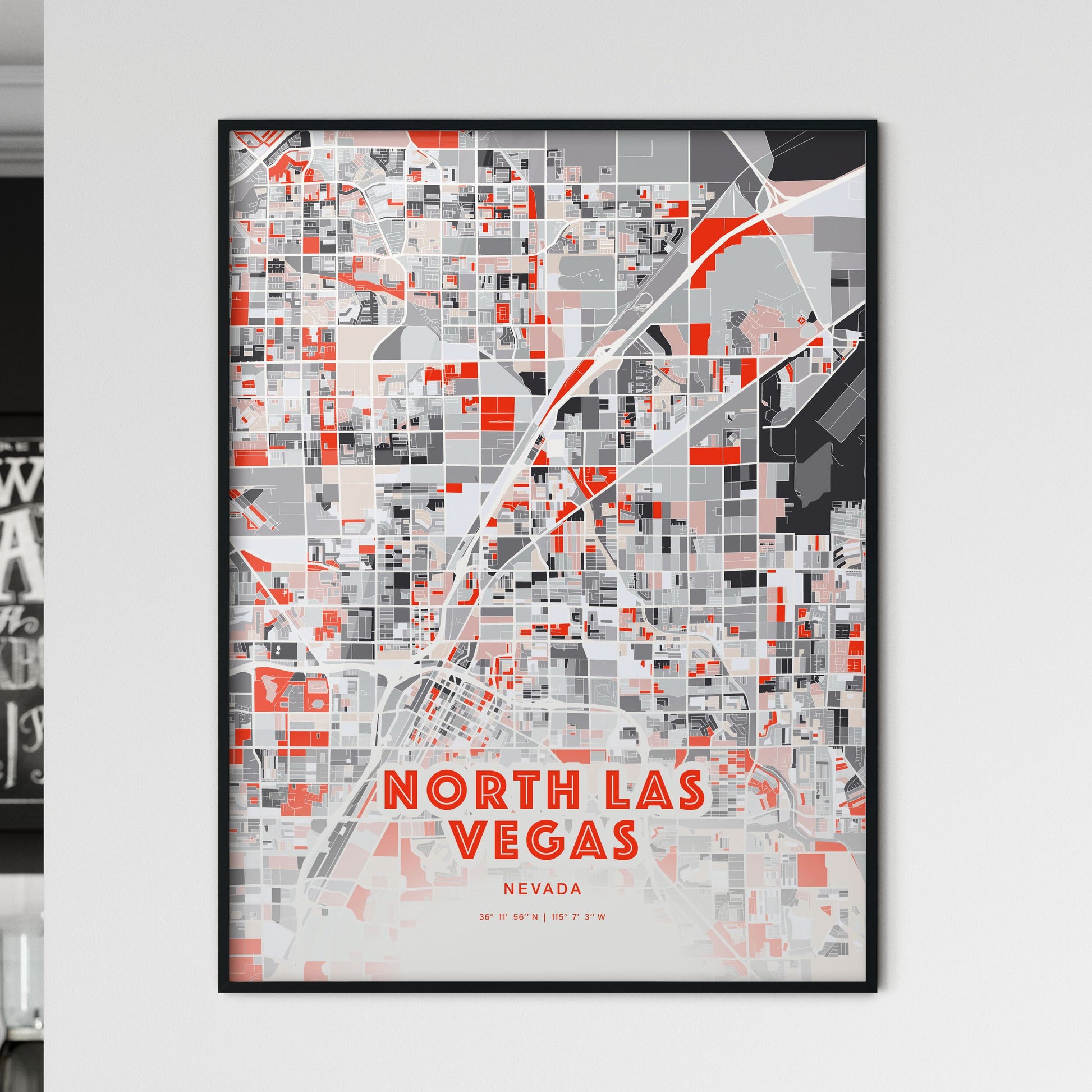 Colorful North Las Vegas Nevada Fine Art Map Modern Expressive