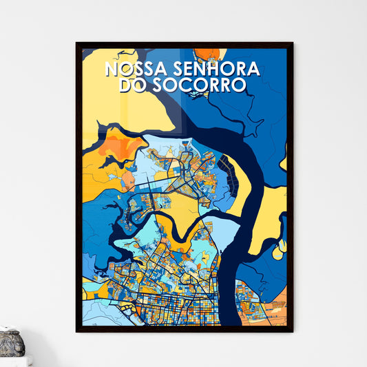 NOSSA SENHORA DO SOCORRO BRAZIL Vibrant Colorful Art Map Poster Blue Orange