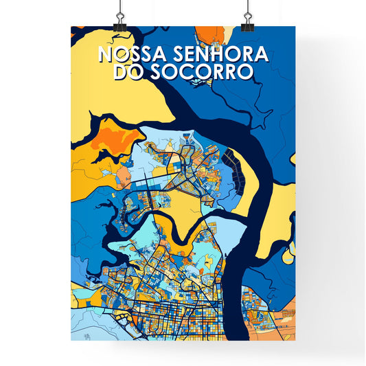 NOSSA SENHORA DO SOCORRO BRAZIL Vibrant Colorful Art Map Poster Blue Orange