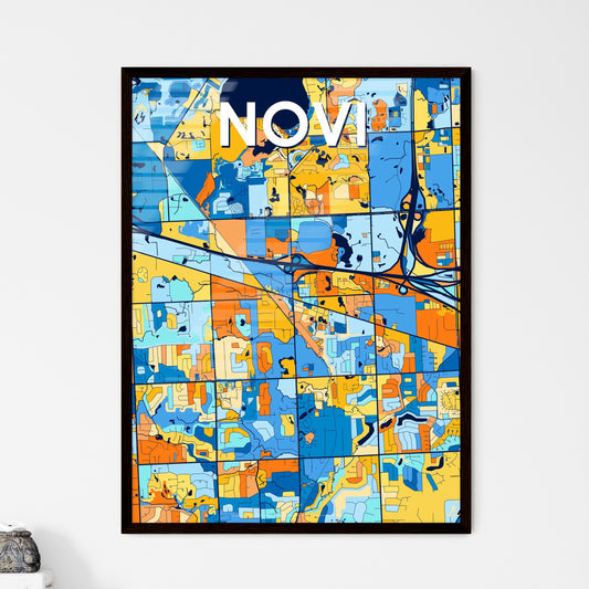 NOVI MICHIGAN Vibrant Colorful Art Map Poster Blue Orange