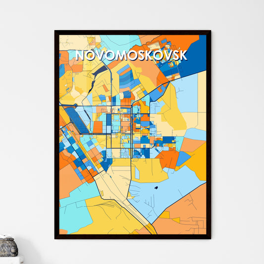 NOVOMOSKOVSK RUSSIA Vibrant Colorful Art Map Poster Blue Orange