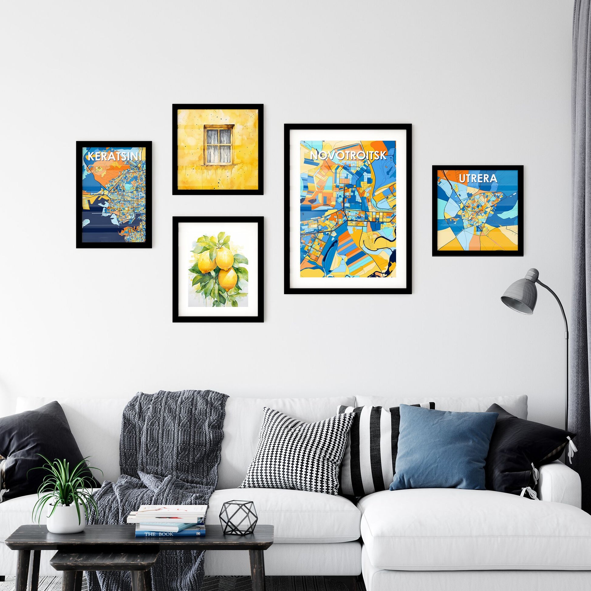 NOVOTROITSK RUSSIA Vibrant Colorful Art Map Poster Blue Orange