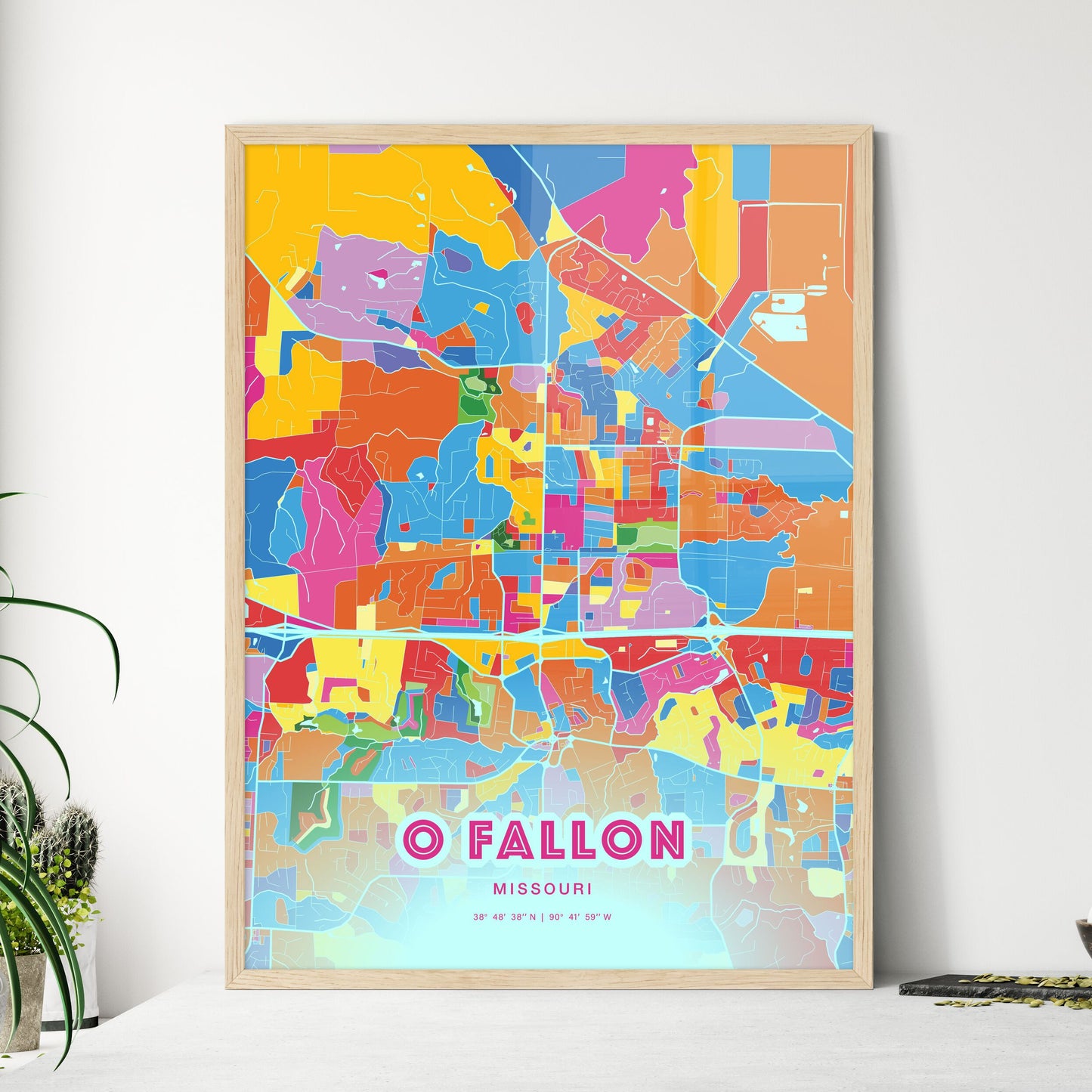Colorful O Fallon Missouri Fine Art Map Crazy Colors