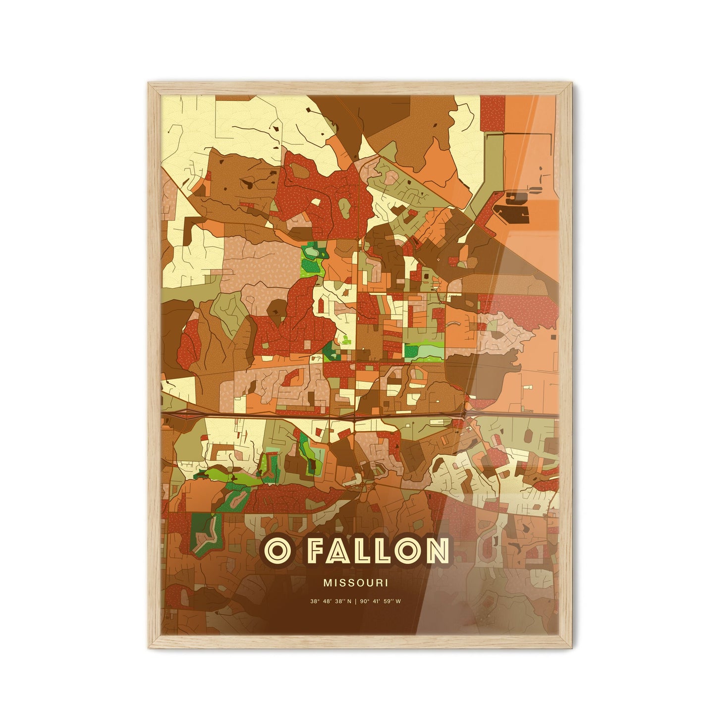 Colorful O Fallon Missouri Fine Art Map Farmhouse