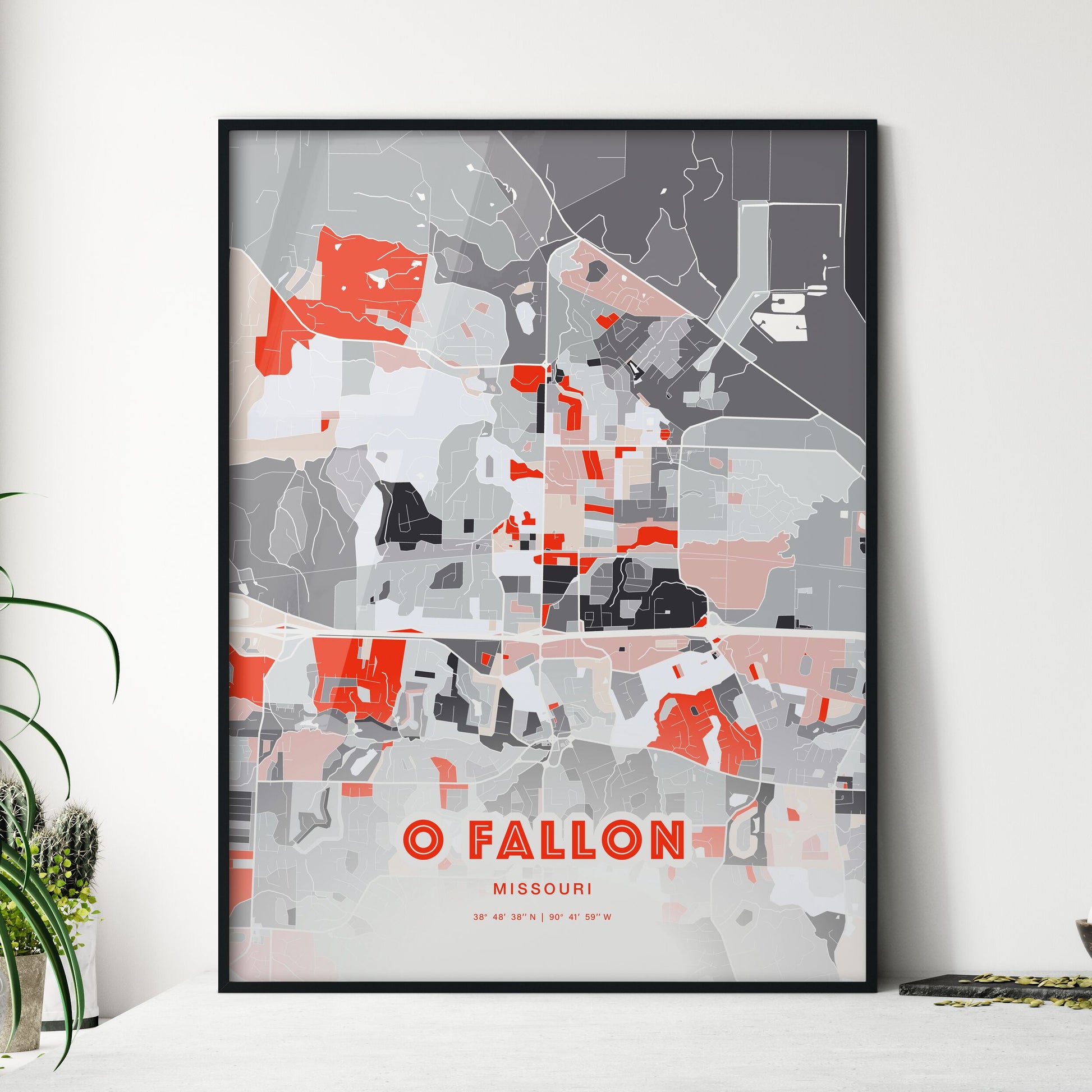 Colorful O Fallon Missouri Fine Art Map Modern Expressive