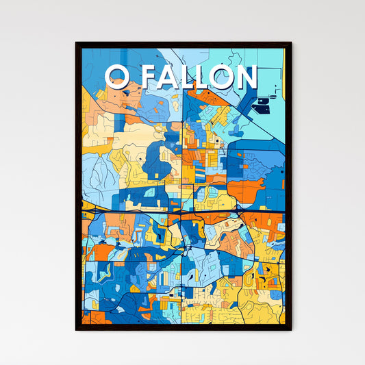 O FALLON MISSOURI Vibrant Colorful Art Map Poster Blue Orange