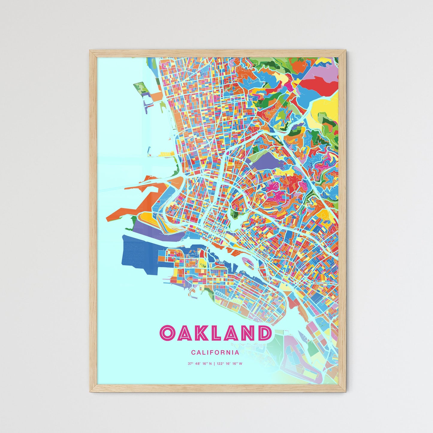 Colorful Oakland California Fine Art Map Crazy Colors
