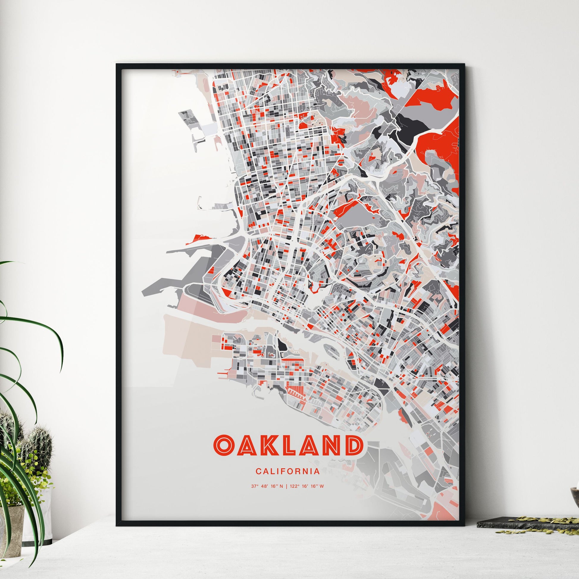 Colorful Oakland California Fine Art Map Modern Expressive