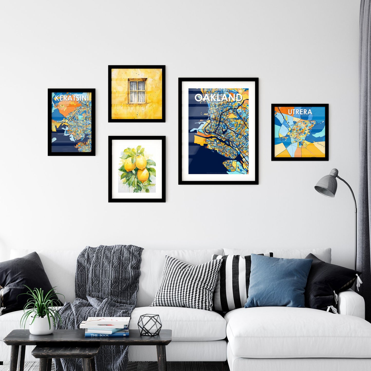 OAKLAND CALIFORNIA Vibrant Colorful Art Map Poster Blue Orange