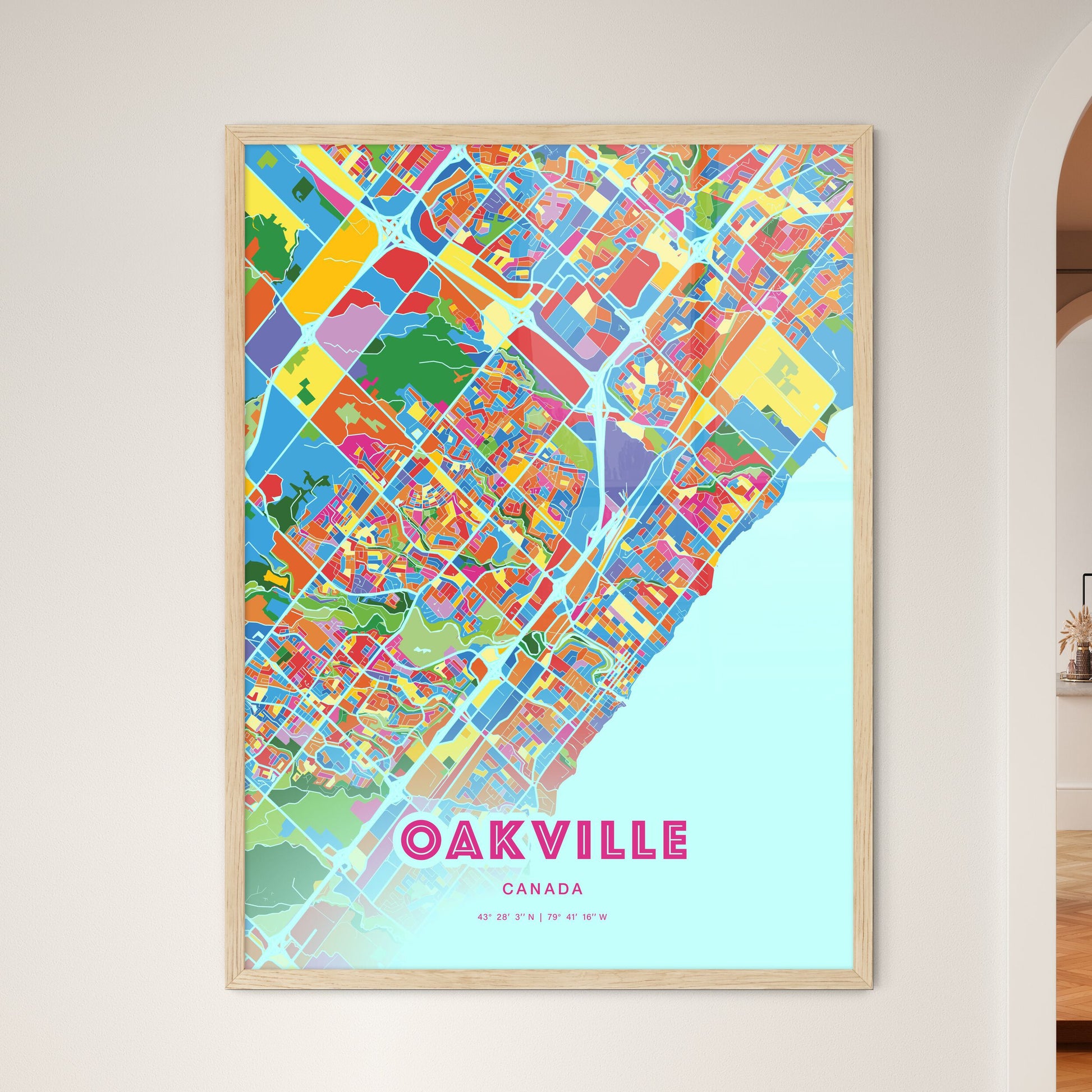 Colorful Oakville Canada Fine Art Map Crazy Colors