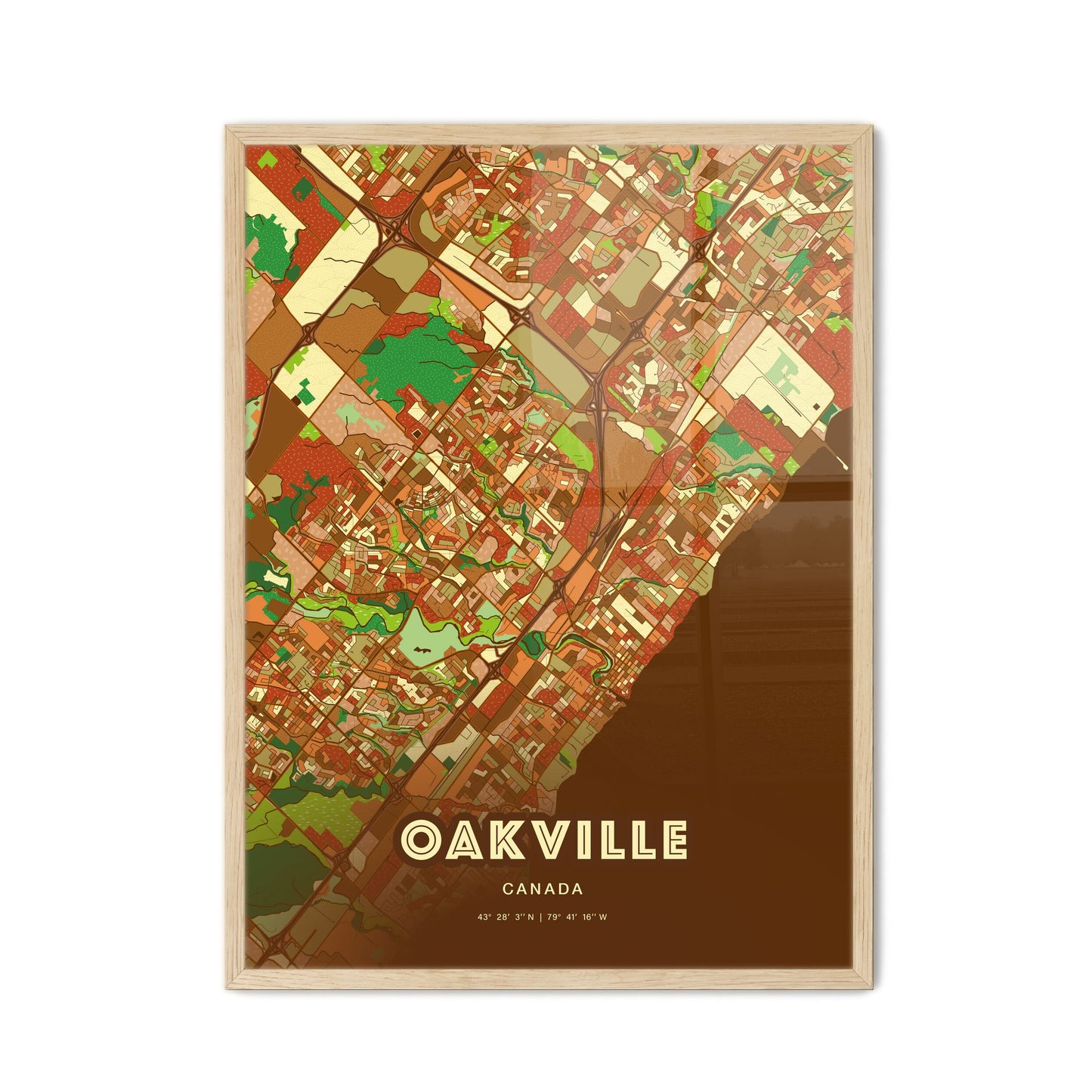 Colorful Oakville Canada Fine Art Map Farmhouse