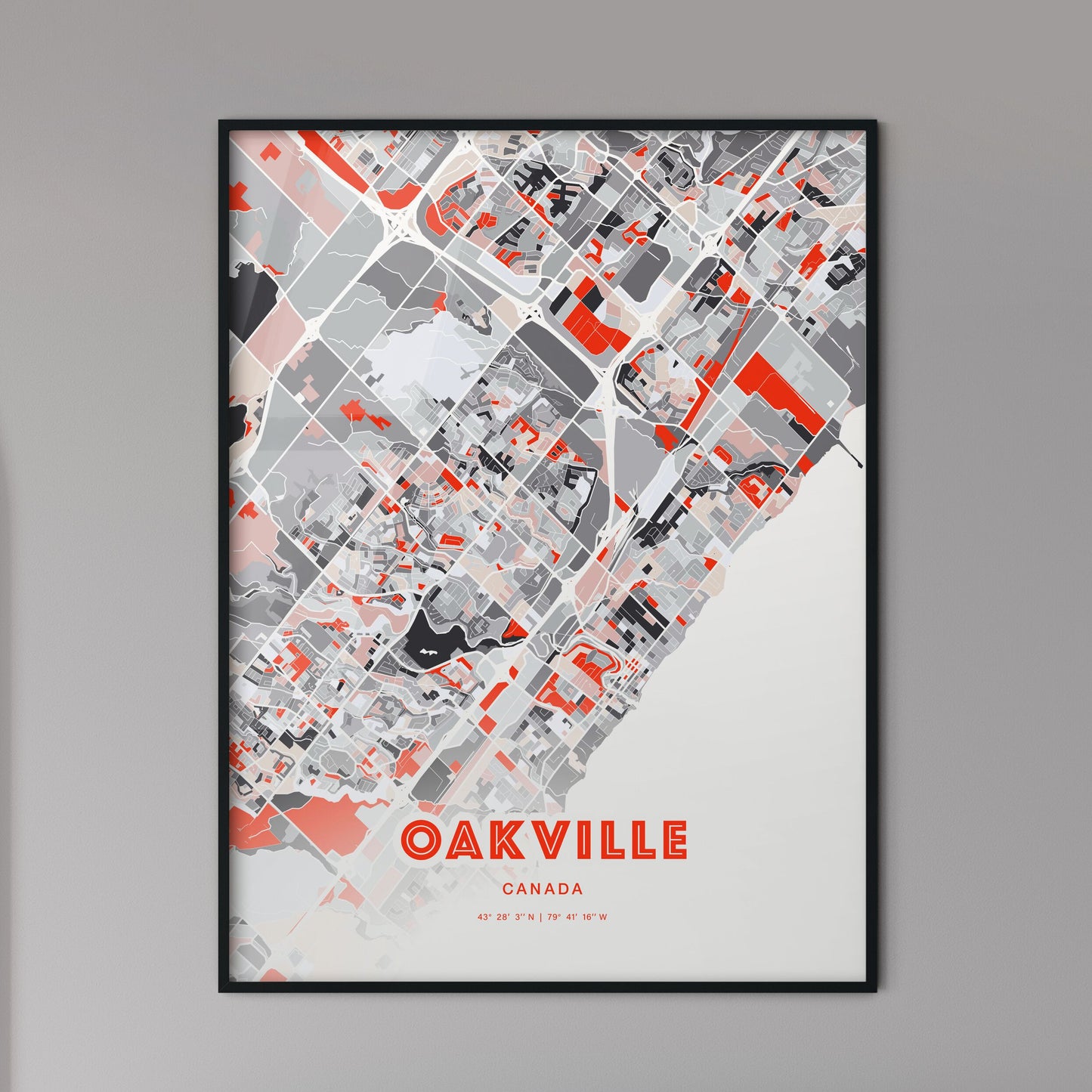 Colorful Oakville Canada Fine Art Map Modern Expressive
