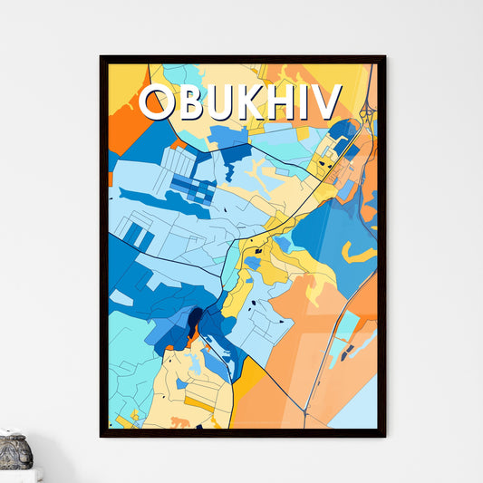 OBUKHIV UKRAINE Vibrant Colorful Art Map Poster Blue Orange