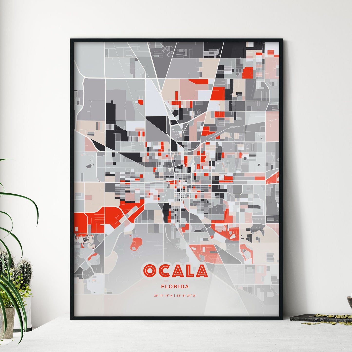 Colorful Ocala Florida Fine Art Map Modern Expressive