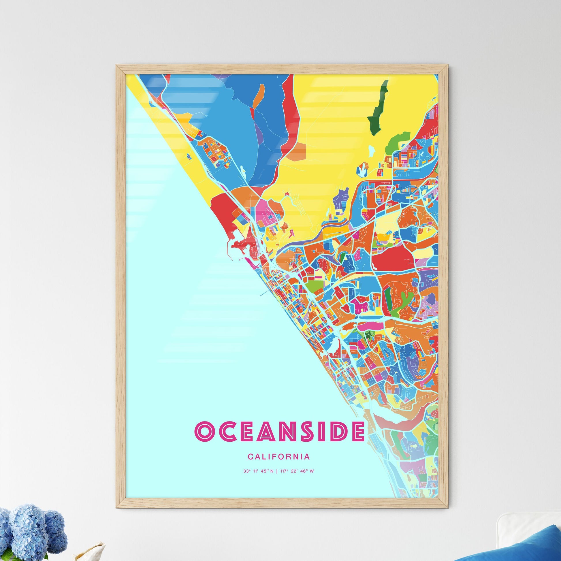 Colorful Oceanside California Fine Art Map Crazy Colors