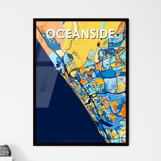 OCEANSIDE CALIFORNIA Vibrant Colorful Art Map Poster Blue Orange