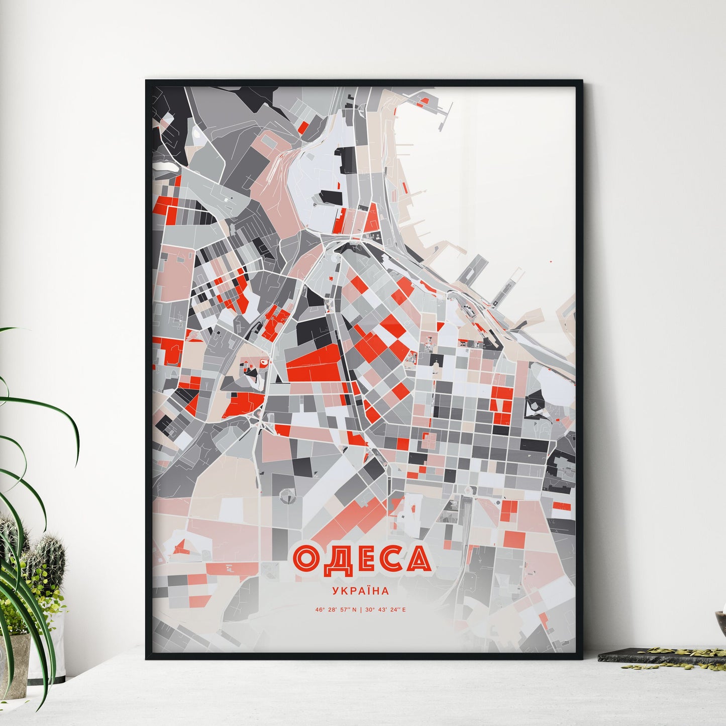 Colorful Odessa Ukraine Fine Art Map Modern Expressive