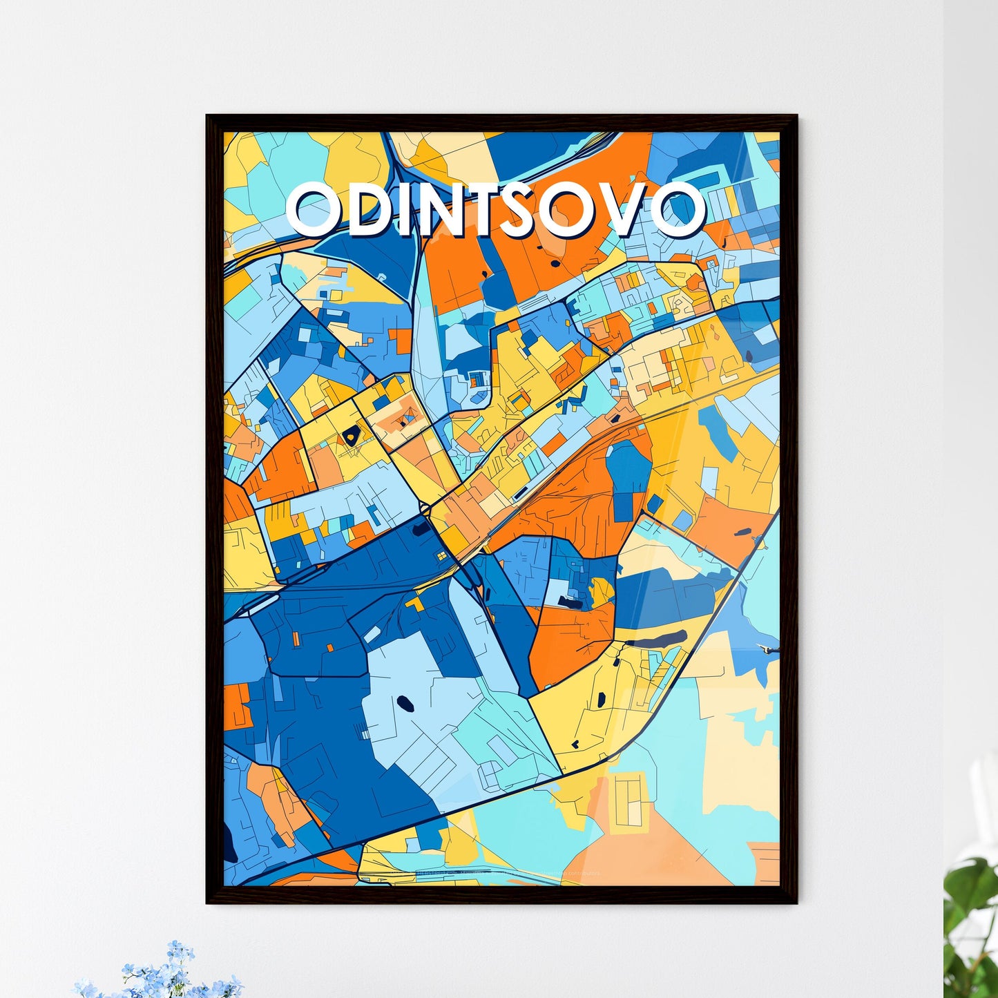 ODINTSOVO RUSSIA Vibrant Colorful Art Map Poster Blue Orange