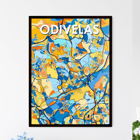 ODIVELAS PORTUGAL Vibrant Colorful Art Map Poster Blue Orange