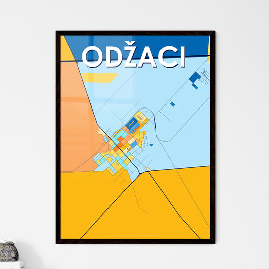 ODŽACI SERBIA Vibrant Colorful Art Map Poster Blue Orange