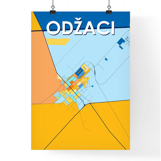 ODŽACI SERBIA Vibrant Colorful Art Map Poster Blue Orange