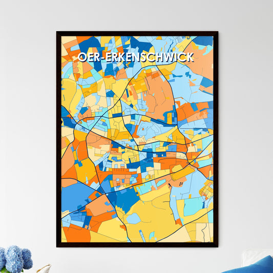 OER-ERKENSCHWICK GERMANY Vibrant Colorful Art Map Poster Blue Orange