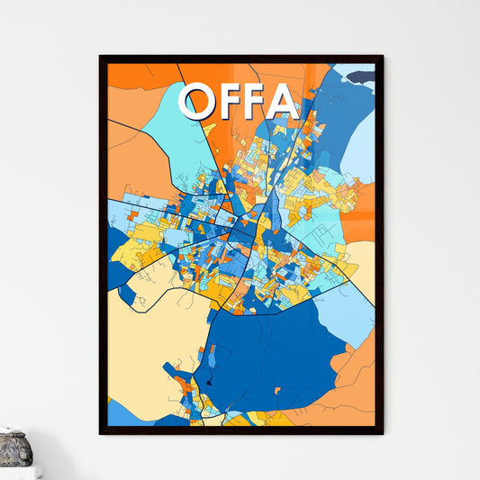 OFFA NIGERIA Vibrant Colorful Art Map Poster Blue Orange