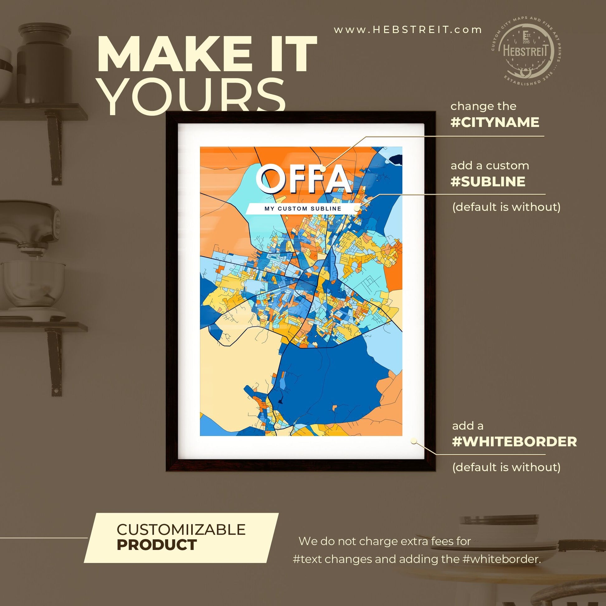 OFFA NIGERIA Vibrant Colorful Art Map Poster Blue Orange