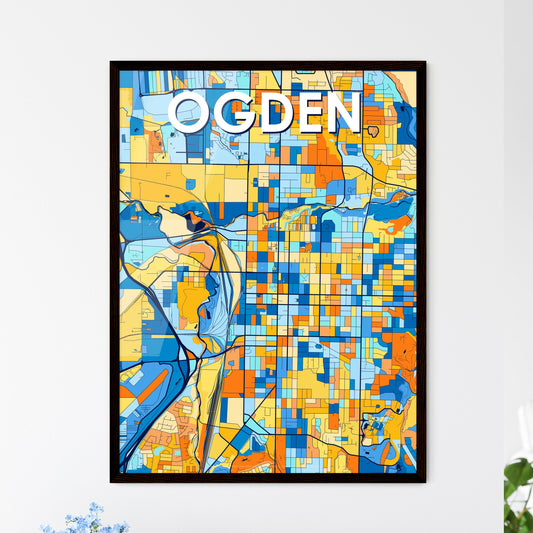 OGDEN UTAH Vibrant Colorful Art Map Poster Blue Orange