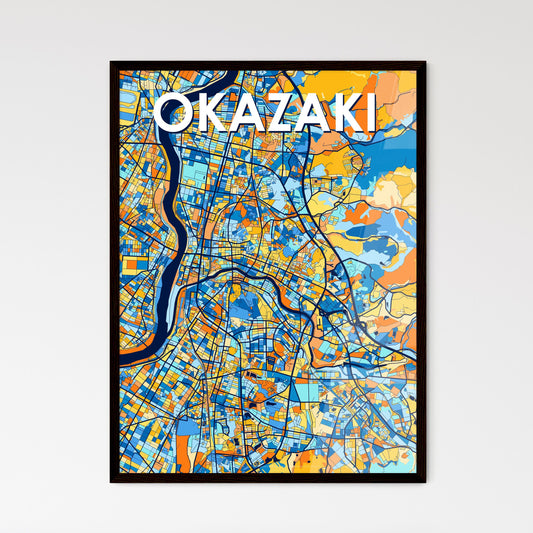 OKAZAKI JAPAN Vibrant Colorful Art Map Poster Blue Orange