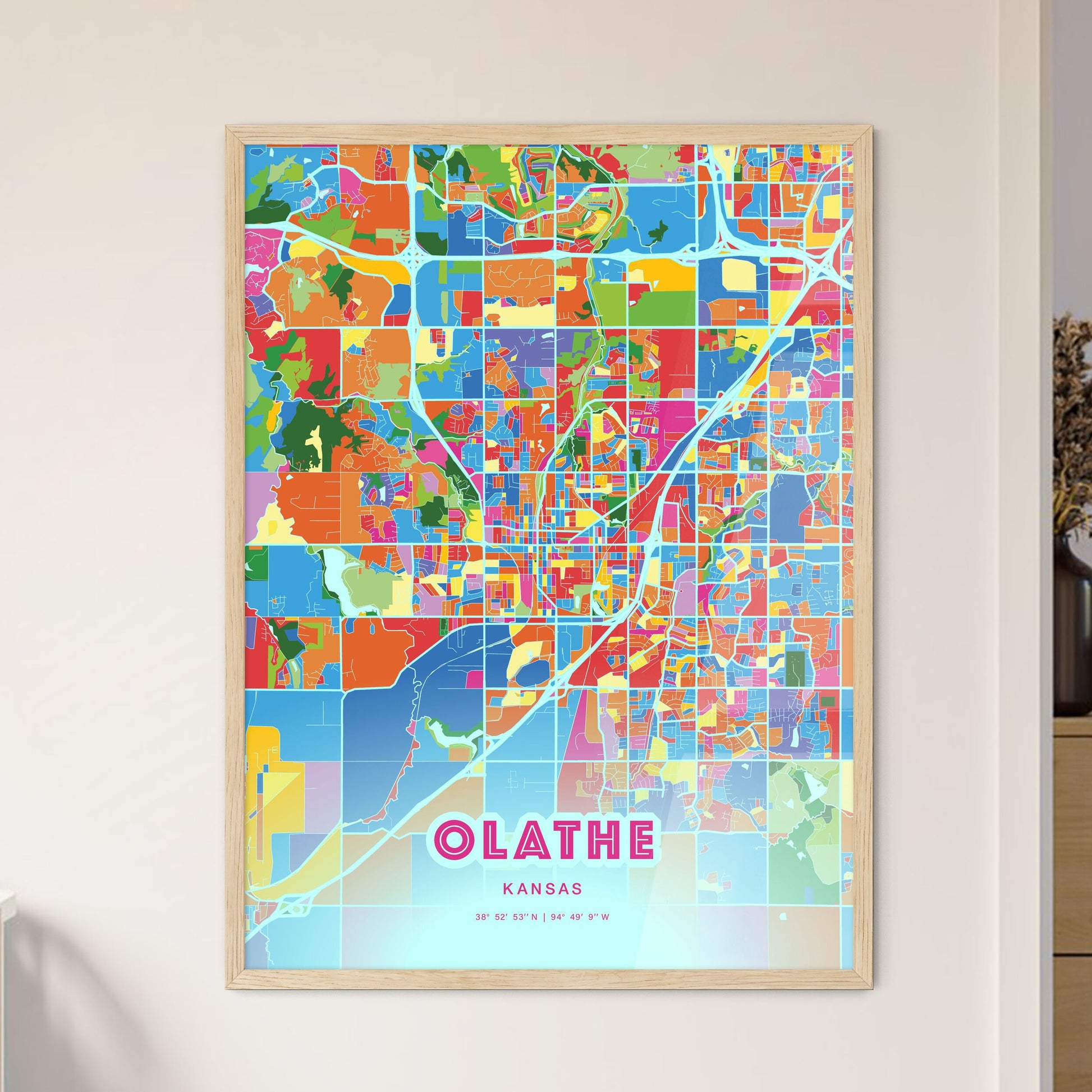 Colorful Olathe Kansas Fine Art Map Crazy Colors
