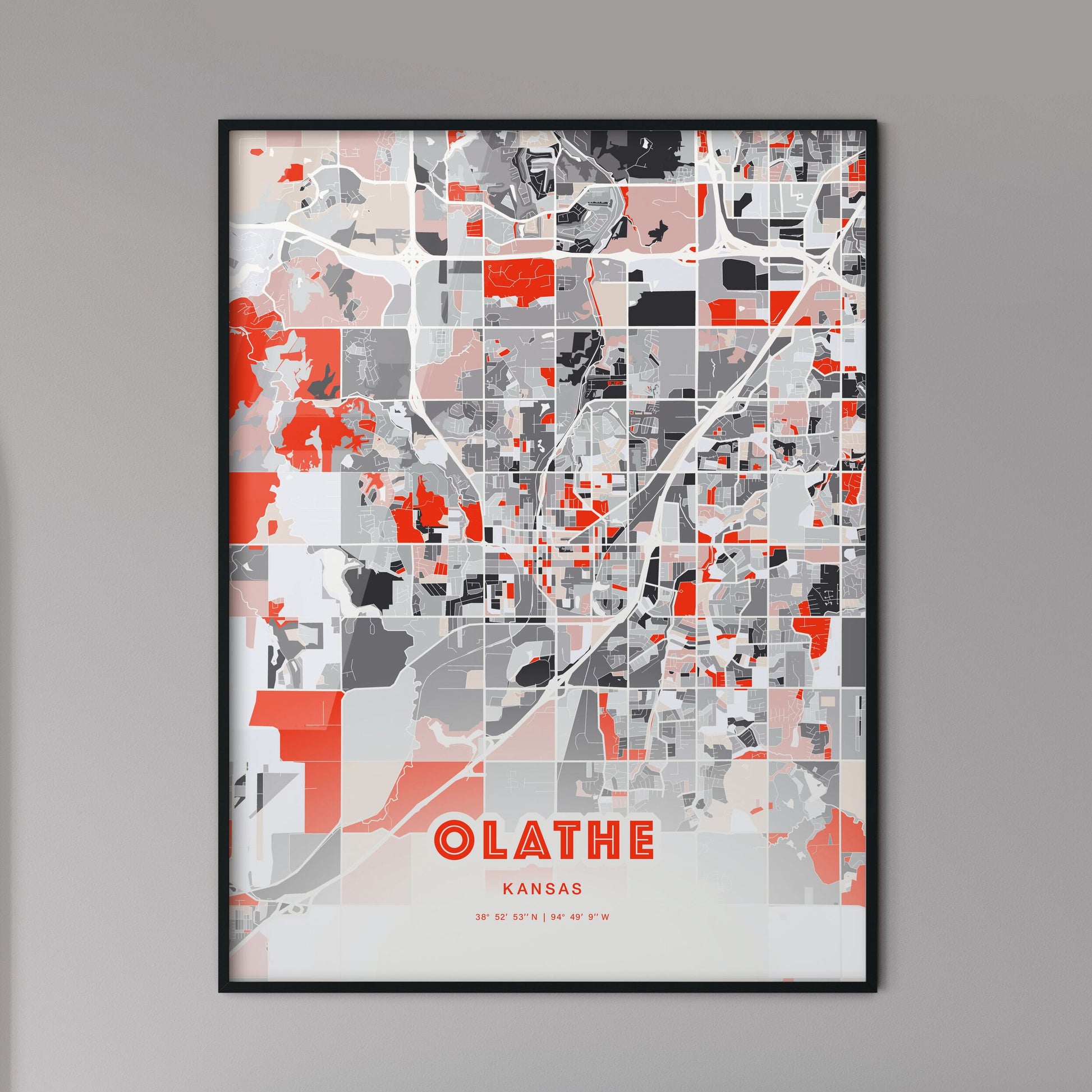 Colorful Olathe Kansas Fine Art Map Modern Expressive