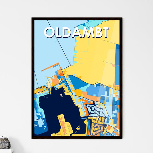 OLDAMBT NETHERLANDS Vibrant Colorful Art Map Poster Blue Orange