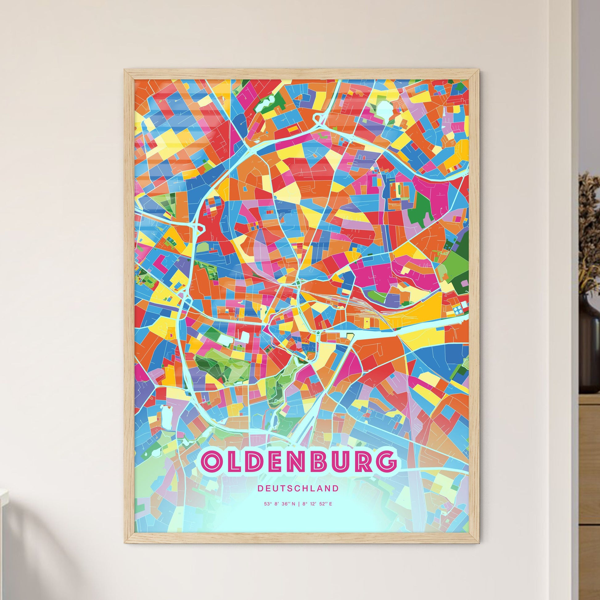 Colorful Oldenburg Germany Fine Art Map Crazy Colors