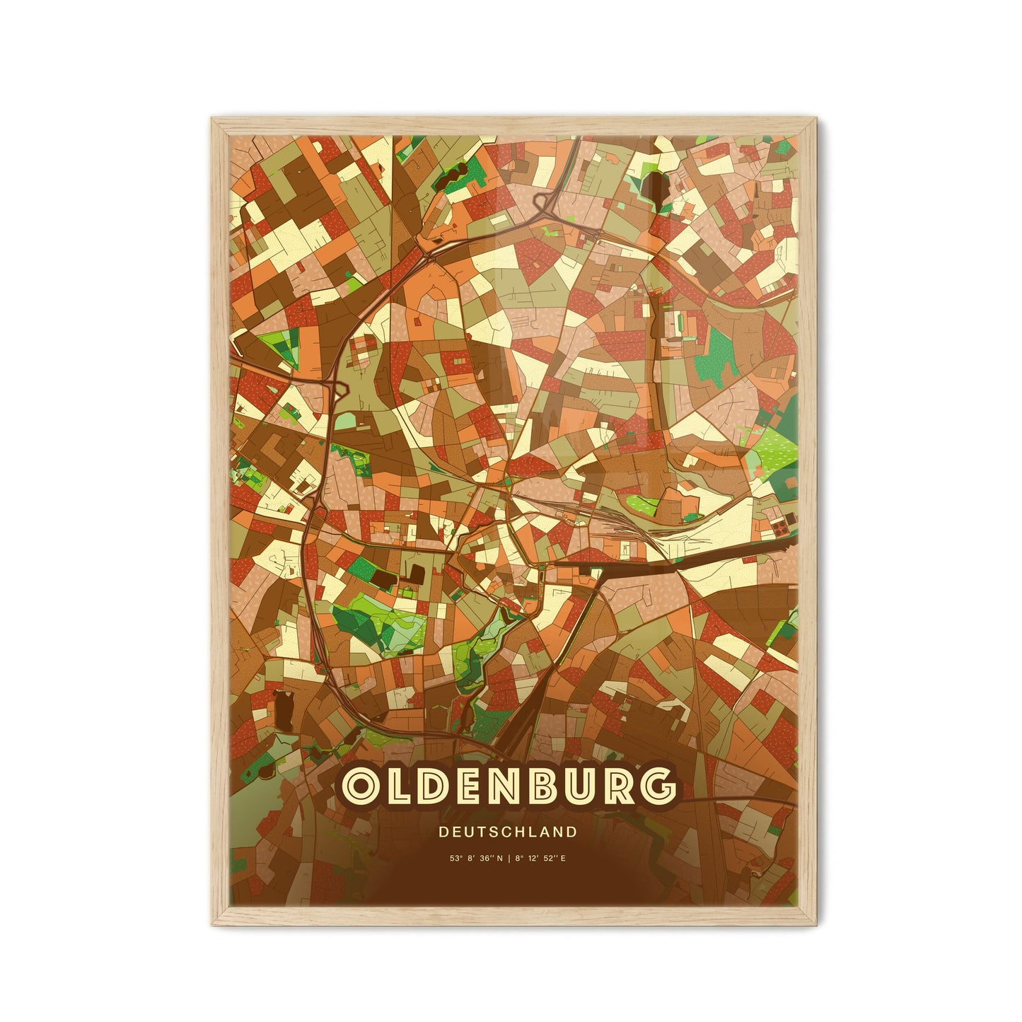 Colorful Oldenburg Germany Fine Art Map Farmhouse