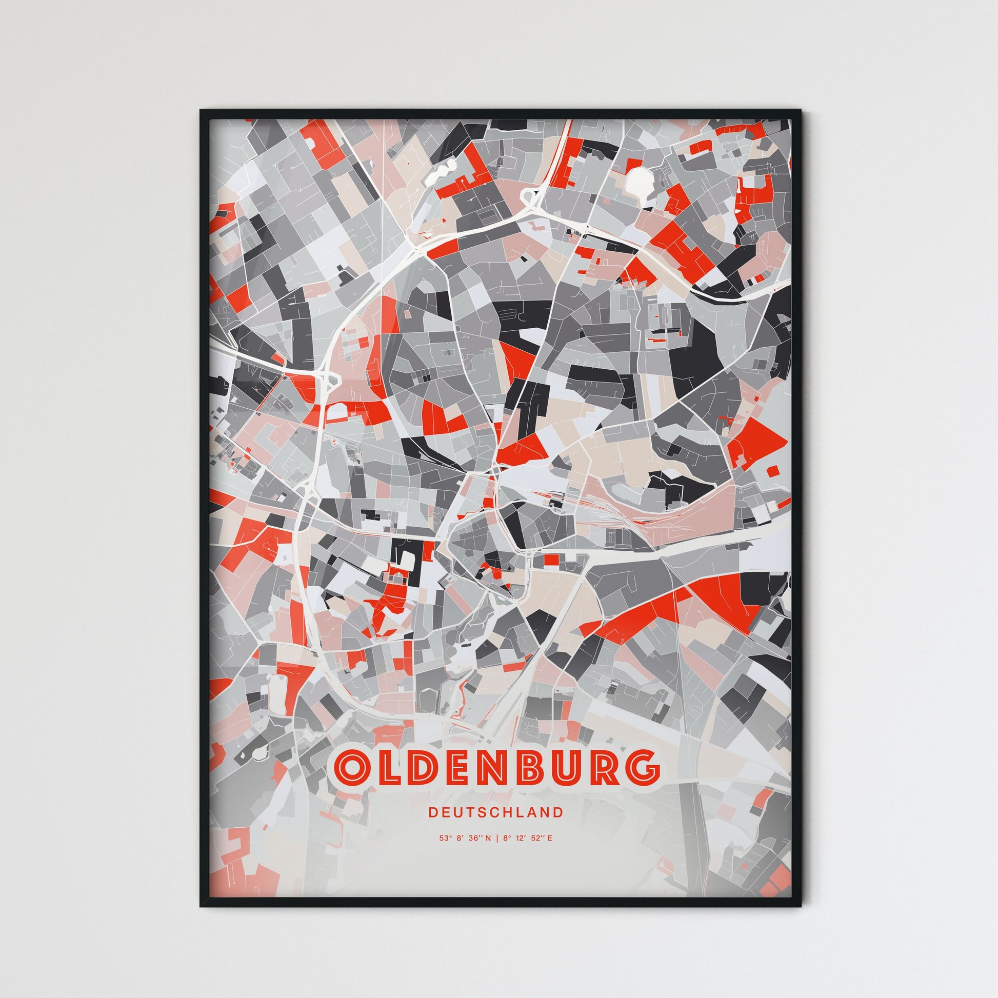 Colorful Oldenburg Germany Fine Art Map Modern Expressive